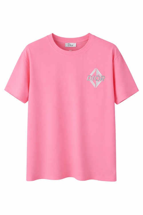 Pink t-shirt with Dior logo on a white background replica 